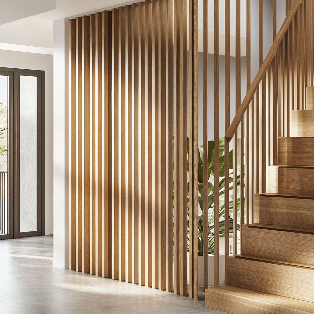 Solid Timber Panel Railing Lunara Wood Stairs - Open Riser - Deslo Stairs